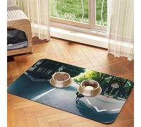 Tapis de nourriture pour animaux de compagnie imprimé voiture et vélo absorbant antidérapant en cuir PU tapis d'alimentation pour chiens chats Pet Bowl napperon