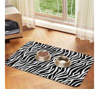 Tapis de nourriture pour animaux de compagnie imprimé zèbre 43,7 x 30 cm absorbant antidérapant en cuir synthétique pour chiens et chats avec fond en caoutchouc à séchage rapide