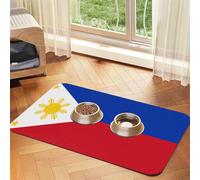 Tapis de nourriture pour animaux de compagnie, motif drapeau des Philippines, 60 x 40 cm, absorbant, antidérapant, en cuir synthétique, fond en caoutchouc, séchage rapide, tapis de table enroulable
