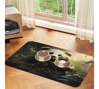 Tapis de nourriture pour animaux de compagnie, motif panda mignon, 43,7 x 30 cm, absorbant, antidérapant, en cuir synthétique, dessous en caoutchouc, séchage rapide, tapis de table enroulable pour