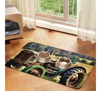 Tapis de nourriture pour animaux de compagnie Motif vieux tracteur photo de ferme Tapis de nourriture absorbant antidérapant en cuir synthétique pour chiens et chats Fond en caoutchouc