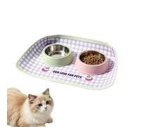 Tapis de nourriture pour animaux de compagnie | Tapis en cuir PU antidérapant imperméable - Pour chat, chiot, petite et moyenne race, intérieur, extérieur, maison, voyage Cam
