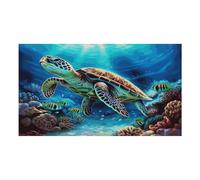 Tapis de nourriture pour chat avec motif tortues de mer - Antidérapant - Facile à nettoyer pour la nourriture et l'eau - 43,2 x 76,2 cm