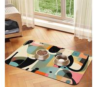 Tapis de nourriture pour chat et chien - Art moderne du milieu du siècle - 40,6 x 61 cm - Antidérapant - Super absorbant - Passe au lave-vaisselle - Pour nourriture et eau - Joli tapis d'alimentation