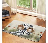 Tapis de nourriture pour chat imprimé dalmatien - Tapis d'alimentation pour le sol - Fournitures pour animaux de compagnie - Tapis de gamelle d'eau pour chien - Essentiels pour chien