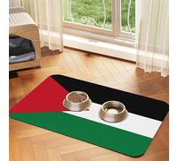 Tapis de nourriture pour chat imprimé drapeau de la Palestine 1 - Tapis d'alimentation pour le sol - Fournitures pour animaux de compagnie - Tapis de gamelle d'eau pour chien - Essentiels pour chien