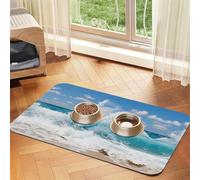 Tapis de nourriture pour chat imprimé vagues de l'océan pour animaux de compagnie, tapis d'alimentation pour animaux de compagnie, tapis de gamelle d'eau pour chien, essentiel pour chien