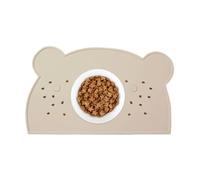 Tapis de nourriture pour chats, tapis de bol à chiens - Mat d'alimentation du chat avec des bords surélevés,Taft en silicone sans glissement lavable, plateau en forme d'ours à l'épreuve des déversemen