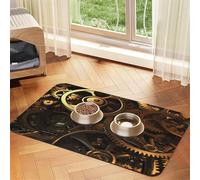 Tapis de nourriture pour chien à engrenages steampunk cool, tapis d'alimentation absorbant pour gamelles d'eau et de nourriture - Tapis de placement antidérapant pour sols - Imperméable - Séchage