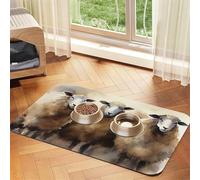 Tapis de nourriture pour chien à l'aquarelle en forme de moutons, 30,5 x 45,7 cm, antidérapant, super absorbant, passe au lave-vaisselle, pour nourriture et eau, joli tapis d'alimentation en