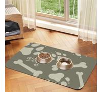 Tapis de Nourriture pour Chien à Motif Pattes et os pour sols, Absorbant, séchage Rapide, Sets de Table pour Animaux de Compagnie avec Caoutchouc antidérapant pour gamelle de Nourriture et d'eau pour