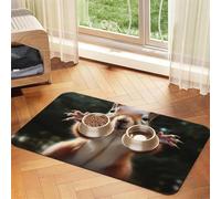 Tapis de nourriture pour chien amusant en forme d'écureuil - 30,5 x 45,7 cm - Antidérapant - Super absorbant - Passe au lave-vaisselle - Pour nourriture et eau - Joli tapis d'alimentation à séchage