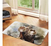Tapis de nourriture pour chien aquarelle de Hawk - 30,5 x 45,7 cm - Antidérapant et super absorbant - Passe au lave-vaisselle - Pour nourriture et eau - Joli tapis d'alimentation à séchage rapide pour