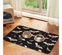 Tapis de nourriture pour chien avec chauve-souris volantes d'Halloween, 40,6 x 61 cm, antidérapant, super absorbant, passe au lave-vaisselle, pour la nourriture et l'eau, joli tapis d'alimentation en