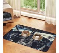 Tapis de nourriture pour chien avec cockpit d'avion - 30,5 x 45,7 cm - Antidérapant et super absorbant - Passe au lave-vaisselle - En caoutchouc - Séchage rapide - Pour chien, chiot, chat