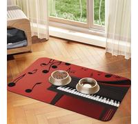 Tapis de nourriture pour chien avec note de musique - 40,6 x 61 cm - Antidérapant - Super absorbant - Passe au lave-vaisselle - Pour nourriture et eau - Joli tapis d'alimentation en caoutchouc à