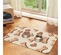 Tapis de Nourriture pour Chien avec os et Empreintes de Pattes, Absorbant et à séchage Rapide, avec Caoutchouc antidérapant pour gamelles et gamelles d'eau et de Nourriture pour Chien