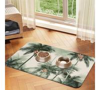 Tapis de nourriture pour chien avec palmiers tropicaux, 30,5 x 45,7 cm, antidérapant, super absorbant, passe au lave-vaisselle, pour nourriture et eau, joli tapis d'alimentation en caoutchouc à