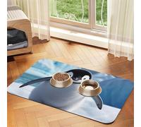 Tapis de nourriture pour chien avec pingouins mignons - Tapis absorbant pour nourriture et bol d'eau - Tapis de placement antidérapant pour sols - Imperméable - Séchage rapide - Pour chiens, chiots et