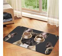 Tapis de nourriture pour chien bouledogue français, 40,6 x 61 cm, antidérapant, super absorbant, passe au lave-vaisselle, pour nourriture et eau, joli tapis d'alimentation en caoutchouc à séchage