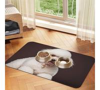 Tapis de nourriture pour chien caniche français - 40,6 x 61 cm - Antidérapant et super absorbant - Passe au lave-vaisselle - Pour nourriture et eau - Joli tapis d'alimentation en caoutchouc à séchage
