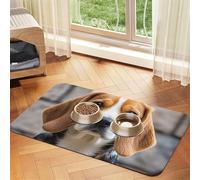 Tapis de nourriture pour chien carlin mignon pour sol, 30,5 x 45,7 cm, antidérapant, super absorbant, passe au lave-vaisselle, pour nourriture et eau, joli tapis d'alimentation en caoutchouc à séchage