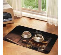 Tapis de nourriture pour chien Cigar & Whisky, 30,5 x 45,7 cm, antidérapant, super absorbant, passe au lave-vaisselle, pour nourriture et eau, joli tapis d'alimentation à séchage rapide pour chiens