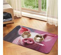 Tapis de nourriture pour chien cochon - 40,6 x 61 cm - Antidérapant et super absorbant - Passe au lave-vaisselle - Pour nourriture et eau - En caoutchouc - Séchage rapide - Pour chiens, chiots, chats