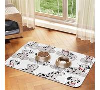 Tapis de nourriture pour chien dalmatien mignon, 30,5 x 45,7 cm, antidérapant, super absorbant, passe au lave-vaisselle, pour la nourriture et l'eau, joli tapis d'alimentation en caoutchouc à séchage