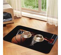 Tapis de nourriture pour chien de basket-ball, 40,6 x 61 cm, antidérapant, super absorbant, passe au lave-vaisselle, pour la nourriture et l'eau, joli tapis d'alimentation en caoutchouc à séchage