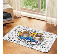 Tapis de Nourriture pour Chien Dog Voices pour sols, Absorbant, séchage Rapide, Sets de Table pour Animaux de Compagnie avec Caoutchouc antidérapant pour gamelle de Nourriture et d'eau pour Chien