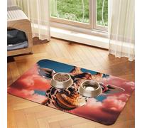 Tapis de nourriture pour chien en forme de girafe portant des lunettes de soleil, 30,5 x 45,7 cm, antidérapant, super absorbant, passe au lave-vaisselle, pour nourriture et eau, joli tapis