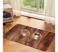 Tapis de nourriture pour chien en grain de bois marron, 30,5 x 45,7 cm, antidérapant, super absorbant, passe au lave-vaisselle, pour nourriture et eau, joli tapis d'alimentation en caoutchouc à