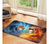 Tapis de Nourriture pour Chien Fire vs Ice Art Tapis d'alimentation pour Animaux de Compagnie Tapis Absorbant pour Animaux de Compagnie pour la Nourriture et l'eau Tapis de Bol pour Chien Tapis de no