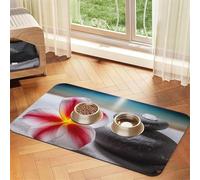 Tapis de nourriture pour chien, fleur tropicale et pierre zen, tapis d'alimentation absorbant pour nourriture et gamelles d'eau, tapis de placement antidérapant pour sols, imperméable, séchage rapide
