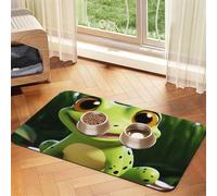 Tapis de nourriture pour chien grenouille mignon pour sol, 40,6 x 61 cm, antidérapant, super absorbant, passe au lave-vaisselle, pour nourriture et eau, joli tapis d'alimentation à séchage rapide pour