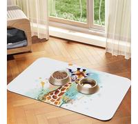 Tapis de Nourriture pour Chien, Illustration d'art de Girafe, Tapis d'alimentation pour Animaux de Compagnie, Tapis Absorbant pour Animaux de Compagnie pour la Nourriture et l'eau, Tapis de Bol pour