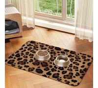 Tapis de nourriture pour chien imprimé léopard, tapis d'alimentation absorbant pour gamelles d'eau et de nourriture - Tapis de placement antidérapant pour sols - Imperméable - Séchage rapide - Pour