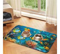Tapis de Nourriture pour Chien Le Monde sous-Marin Tapis d'alimentation pour Animaux de Compagnie de Poissons tropicaux Tapis Absorbant pour Animaux de Compagnie pour la Nourriture et l'eau Tapis de