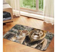 Tapis de nourriture pour chien lion africain et lionne - 40,6 x 61 cm - Antidérapant - Super absorbant - Passe au lave-vaisselle - Pour nourriture et eau - Joli tapis d'alimentation en caoutchouc à