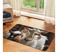 Tapis de nourriture pour chien mignon en forme de chèvre - 30,5 x 45,7 cm - Antidérapant - Super absorbant - Passe au lave-vaisselle - Pour nourriture et eau - Joli tapis d'alimentation en caoutchouc
