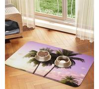 Tapis de nourriture pour chien motif arbre tropical rose, 40,6 x 61 cm, antidérapant, super absorbant, passe au lave-vaisselle, pour la nourriture et l'eau, joli tapis d'alimentation en caoutchouc à