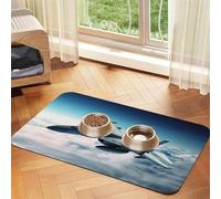 Tapis de nourriture pour chien, motif avions de combat, tapis d'alimentation absorbant pour gamelles d'eau et de nourriture, tapis de placement antidérapant pour sols, imperméable, séchage rapide