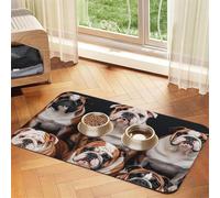Tapis de nourriture pour chien motif bouledogues anglais, 30,5 x 45,7 cm, antidérapant, super absorbant, passe au lave-vaisselle, pour nourriture et eau, joli tapis d'alimentation en caoutchouc à