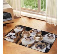 Tapis de nourriture pour chien motif bouledogues anglais, 30,5 x 45,7 cm, antidérapant, super absorbant, passe au lave-vaisselle, pour nourriture et eau, joli tapis d'alimentation en caoutchouc à