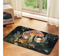 Tapis de nourriture pour chien, motif champignon papillon, 30,5 x 45,7 cm, antidérapant, super absorbant, passe au lave-vaisselle, pour la nourriture et l'eau, joli tapis d'alimentation à séchage