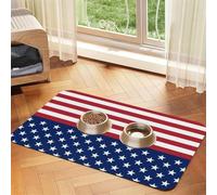 Tapis de nourriture pour chien, motif drapeau américain, étoiles, rayures, 30,5 x 45,7 cm, antidérapant, super absorbant, passe au lave-vaisselle, pour nourriture et eau, joli tapis d'alimentation en