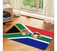 Tapis de nourriture pour chien, motif drapeau de l'Afrique du Sud, tapis d'alimentation absorbant pour gamelles d'eau et de nourriture, tapis de placement antidérapant pour sols, imperméable, séchage