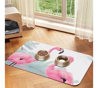 Tapis de nourriture pour chien motif flamant rose, 30,5 x 45,7 cm, antidérapant, super absorbant, passe au lave-vaisselle, pour nourriture et eau, joli tapis d'alimentation en caoutchouc à séchage
