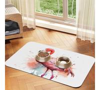Tapis de nourriture pour chien, motif flamant rose, 40,6 x 61 cm, antidérapant, super absorbant, passe au lave-vaisselle, pour nourriture et eau, joli tapis d'alimentation en caoutchouc à séchage